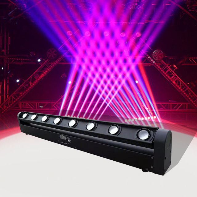 Pro LED Stage Lighting DMX 8*10W RGB CRI 90 IP33 4-in-1 Beam Lights for DJ Disc Parties Pubs Theme Parks