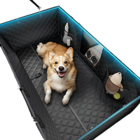 JOYSINGHousse de siège de voiture en cuir polyuréthane pour chien Fond dur imperméable avec fenêtre en maille Hamac pour animaux de compagnie Rallonge de siège arrière pour chien