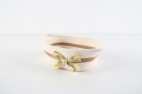 Panier de rangement en corde de coton avec poignées, panier décoratif ovale tissé avec nœud doré, panier cadeau pour jouets de bébé, cosmétiques, articles divers