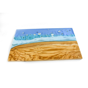 Planche à découper en bois motif de vague bleue en résine pour la préparation et le service des repas de cuisine Planche polyvalente pour fromage et charcuterie - Product Image 4