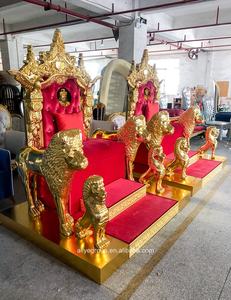 ALC01 – Antiker Königlicher Thronstuhl in Glänzendem Gold mit Löwen-Armlehnen - Product Image 5