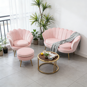 <span class=keywords><strong>Canapé</strong></span> deux <span class=keywords><strong>places</strong></span> en velours en forme de pétale de luxe pour la maison, le salon, la chambre, l'hôtel, l'appartement, meubles élégants d'intérieur - Product Image 2