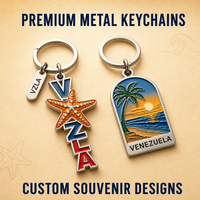 Porte-clés Souvenir du Venezuela en forme de lettre N personnalisé en usine, avec breloques Joropo Dancer et Cuatr en émail, pour la vente en gros aux boutiques de cadeaux
