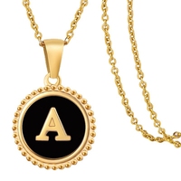 Collar con Colgante de Letra Inglesa A~Z, Diseño de Concha Redonda Esmaltada, Chapado en Oro de 18K, Acero Inoxidable, para Mujer