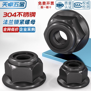 Flange Lock Nut 304 Stainless Steel Black M3 To M16 With Washer For Rail Transit Equipment - Product Image 4