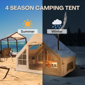 Tente de camping gonflable imperméable de 12 m², quatre saisons, grand espace, installation rapide, portable avec pompe, une chambre et un salon - Product Image 2
