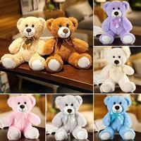 Boneka Beruang Teddy Bordir Multi Warna Grosir dengan Pita, Mainan Plush Isi Kapas PP