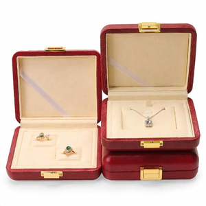Luxury Litchi Grain Jewelry <b>Box</b> Custom Logo Double <b>Ring</b> <b>Box</b> Pendant Necklace Case High-end PU Leather Jewelry <b>Box</b> for Engagement - Product Image 5