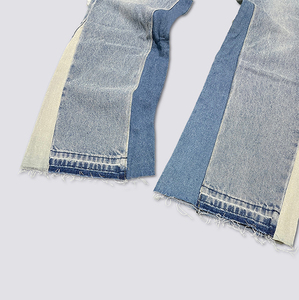 <span class=keywords><strong>Pantalon</strong></span> en jean évasé pour homme, style Y2K, patchwork contrastant, détails effilochés, délavage à la pierre, streetwear hip-hop, jeans pour homme - Product Image 5