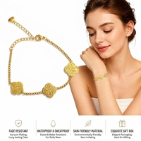 Bracelet de mode en acier inoxydable avec breloque Tawakkul Clover, mots arabes musulmans islamiques pour l'Aïd, vente en gros pour femmes