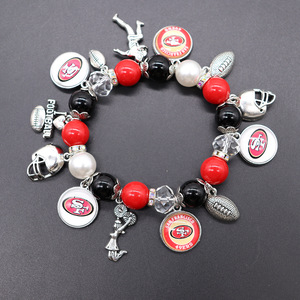 Bracelet élastique en alliage de zinc avec perles, <span class=keywords><strong>32</strong></span> équipes de la NFL, cadeau unisexe, best-seller transfrontalier, marque YY, Steelers, Saints - Product Image 6