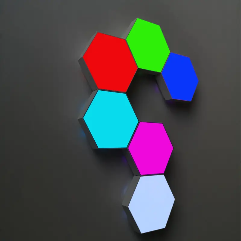 New Trend DIY Hexagon Wall Lamp Touch Sensitive&Remote Control Plug In Automatic Geometry Assembly Honeycomb Smart RGB LED Night