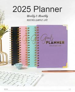 Planificateurs hebdomadaires et mensuels personnalisables 2025, nouveau design simple et élégant, avec protège-cochon en métal, vente en gros en stock - Product Image 2