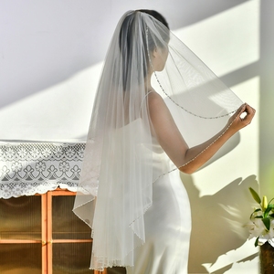 Voile de <span class=keywords><strong>mariée</strong></span> YouLaPan en tulle à bordure perlée de cristaux doux, une couche, pour femme, pour fête, 100 cm, longueur courte, V132 - Product Image 3