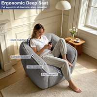 Canapé pouf surdimensionné en fausse fourrure beige de 44,29 pouces, fauteuil paresseux confortable pour adultes, idéal pour la chambre et les petits espaces