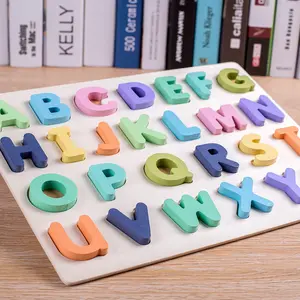 Macaron Atraente Inglês e Matemática Aprendizagem Cognize Placa De Madeira Abc Puzzle Jogo Crianças Brinquedo Educacional Brinquedo De Madeira Unisex Colorido