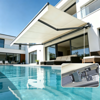Auvent rétractable moderne à manivelle électrique avec cadre en aluminium et télécommande, toile 3,6x3m pour terrasse et jardin extérieur