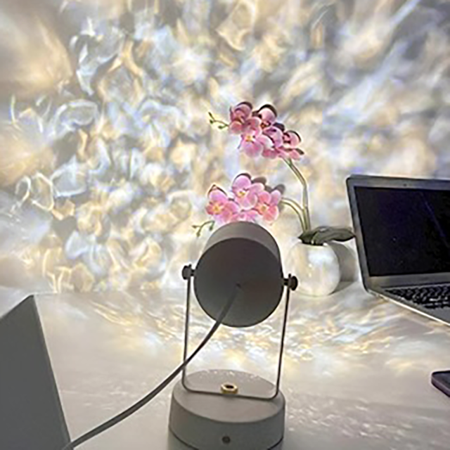 Modern Water Ripple Lights 360° Rotation Color Changing LED Desktop Lamp for Living Room Hotel Photos Lighting