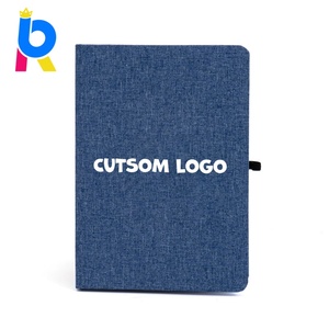 Carnet A5 en lin <span class=keywords><strong>à</strong></span> couverture rigide avec impression personnalisée du logo en feuille d'or, reliure <span class=keywords><strong>à</strong></span> plat, idéal comme cadeau - Product Image 1