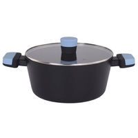 Casserole en aluminium antiadhésive avec poignées résistantes à la chaleur, couvercle en verre, compatible induction et gaz