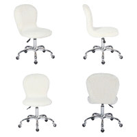 Silla de Oficina Ergonómica Moderna sin Brazos en Tela de Piel Sintética Blanca para el Hogar o Sala de Conferencias, Sillas Giratorias para Oficina en Casa