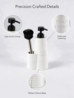 Distributeur de savon en résine rechargeable avec pompe pour lavabo de salle de bain et comptoir de cuisine