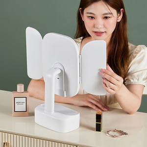 Vanity <b>Mirror</b> With <b>Light</b> Rotatable Multi Functional Makeup <b>Mirror</b> Desktop Storage Box For Bedroom <b>Dressing</b> <b>Table</b> - Product Image 2