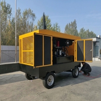 Compresseur d'air diesel portable à vis, injecté d'huile, 100-2000 CFM, refroidi par air, avec moteur, pour machine de forage