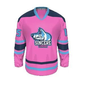High Quality Pink Custom Women Ice Hockey Jersey Suit