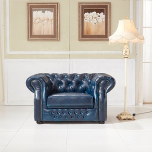 Bộ Đồ Nội Thất Phòng Khách Chesterfield, Đồ Nội Thất Phòng Khách Bằng Da Thật Kiểu Châu Âu Hiện Đại - Product Image 2