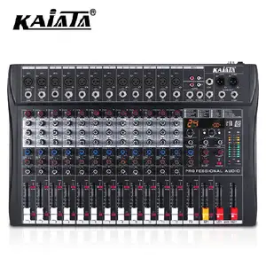 Kaika เครื่องผสมสัญญาณเสียง12แชนเนล48V แบบมืออาชีพ RX12-1มีคอนโซลผสมเสียงสูงปานกลางและต่ำสำหรับคาราโอเกะดีเจ