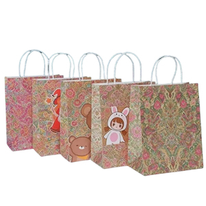 Sacs en papier kraft de luxe écologiques imprimés à la main avec poignée, blanc et brun, logo personnalisé pour le shopping, emballage de cadeaux - Product Image 2