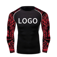 Rash Guard BJJ Grappling MMA Jiu Jitsu No-Gi UFC Kaos Lengan Panjang Kompresi UPF50+ Bernapas