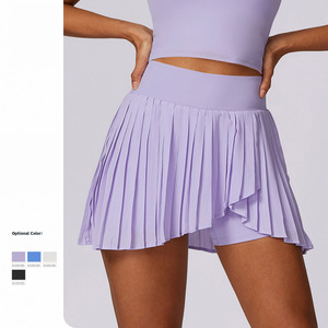 Celana olahraga wanita, rok kasual berlipat cepat kering celana tenis Anti paparan kebugaran bernapas dengan Logo di pinggang - Product Image 1