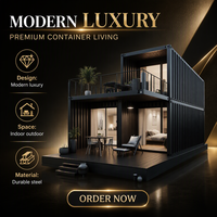 Maison modulaire à deux étages en conteneurs de 20 et 40 pieds, villa de luxe avec terrasse pour location vacances, ADU et glamping