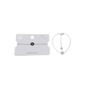 Bracelet en acier inoxydable avec pendentif lettre W, étiquette suspendue simple face de 1 cm, bijou classique unisexe, cadeau - Product Image 2