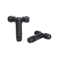 Conector de Cable de Iluminación LED para Exteriores Profesional IP68 1 Entrada-2 Salidas EW-M25TC Conector Impermeable de 5 Pines Tipo T