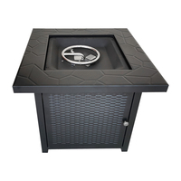 Ensemble de table à manger d'extérieur avec foyer au gaz Mobilier de jardin rectangulaire en acier Corten Gaz propane Carburant