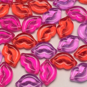 Cabochon a Forma di Labbra Rosse Trasparenti da 25mm, Decorazioni Adorabili per San Valentino, Accessori Fai-da-Te per Slime - Product Image 2