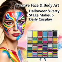 Nouveau kit de peinture pour le visage et le corps pour enfants arc-en-ciel - 24 couleurs, palette de grande capacité, pigments naturels durables et sûrs, certifiés CE
