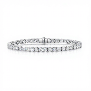 Pulsera de tenis clásica redonda de oro blanco de 18 quilates con diamantes de laboratorio |   Regalo de Lujo para Novia - Product Image 1