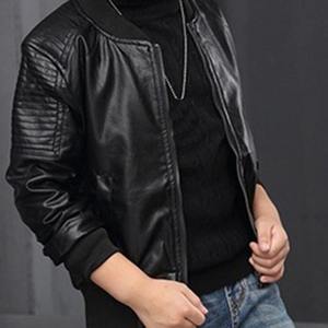 Vente en Gros Blouson Hiver Garçon en Cuir PU Doublé Polaire Épais, Manteau Chaud Coupe-Vent pour Enfants - Product Image 3