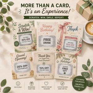 Tarjetas Rasca y Gana Promocionales para Cafeterías y Restaurantes, Diseño Personalizado, Ecológicas, Tarjetas de Agradecimiento con Premios, Venta al Por Mayor - Product Image 4