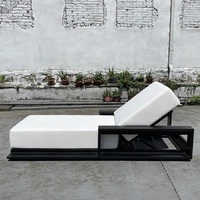 Petit meuble de piscine à dossier flexible avec cadre en aluminium, accoudoir long de jardin, chaise de salon