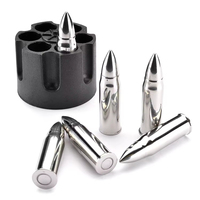 Ensemble de verres à whisky glacés or et argent pour hommes Ensemble de refroidisseurs en acier inoxydable et argent avec base en forme de baril revolver