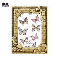 Cadre photo en résine DX Designs 4x6, or vintage avec détail nœud et cœur, cadre romantique pour chambre de fille et décoration de coiffeuse