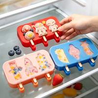 Moule à glaces en silicone écologique avec couvercle en forme de fusée, 50 bâtonnets en bois, sans BPA, outils pour glaces maison et moule à bâtonnets glacés