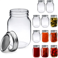 Bocaux en verre transparent ronds/carrés NFS Wholesale hermétiques de 500/750/1000 ml avec couvercles à vis argentés
