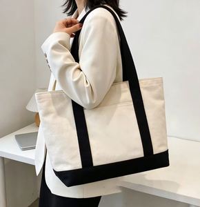 Eco-Friendly Custom Letter Pattern <b>Large</b> 12oz Cotton Canvas Tote <b>Bag</b> with <b>Gift</b> & Travel Reusable Grocery Shopping - Product Image 1