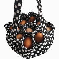 Panier de Pâques style ferme pour œufs de poule, de canard et d'oie avec 7 poches, mini sacs de collecte d'œufs, panier de ramassage
